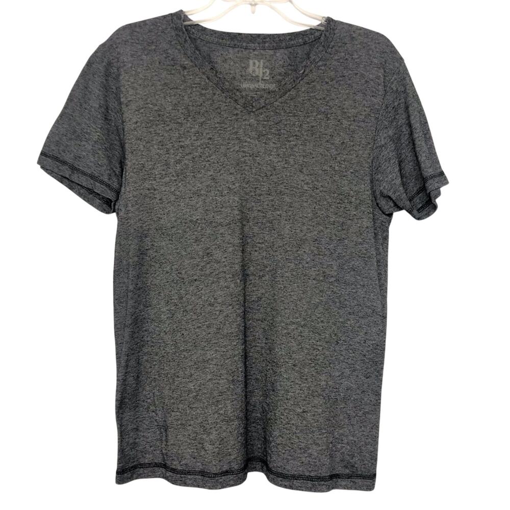 Men's B2 Original Blends Charcoal Black White Slub Knit V Neck T Shirt - Picture 16 of 16